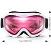 JULI Ski Goggle/Snow Snowboard Goggles for Men, Women & Youth - 100% UV Protection Anti-Fog Dual Lens(White Frame+38% VLT Vermillion Red Len)