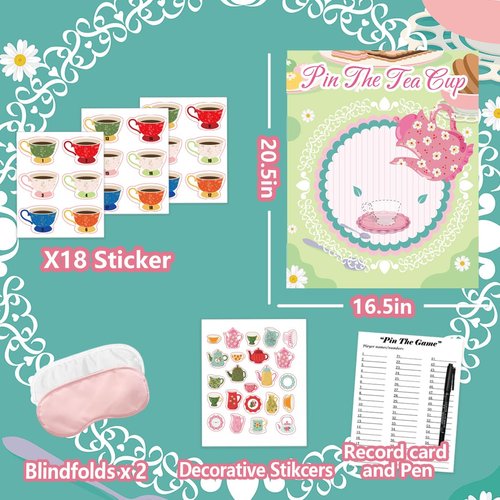 Tea Party Decorations Games Pin The Tea Cup on The Saucer Funny Game for Garden Floral Tea Birthday Party School Classroom Lets Par Tea Party Supplies