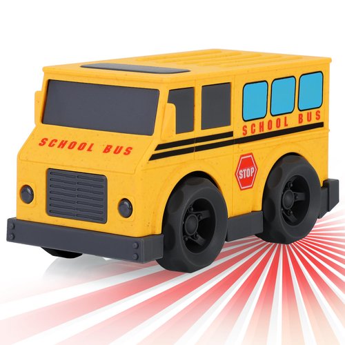 School Bus Toys for Ages 2-4, Pull Back Car Learning Toys for Toddlers, Wheat Straw Educational Toy Yellow Bus with Light and Sound, Model Car for Birthday Christmas Party Favors Back to School Gift