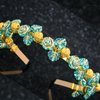 Wosois Gold Headband Flower Hair Bands Green Rose Leaves Gold Beads Party Banquet Tribal Fashion Headbands Accessories For Woman Girls