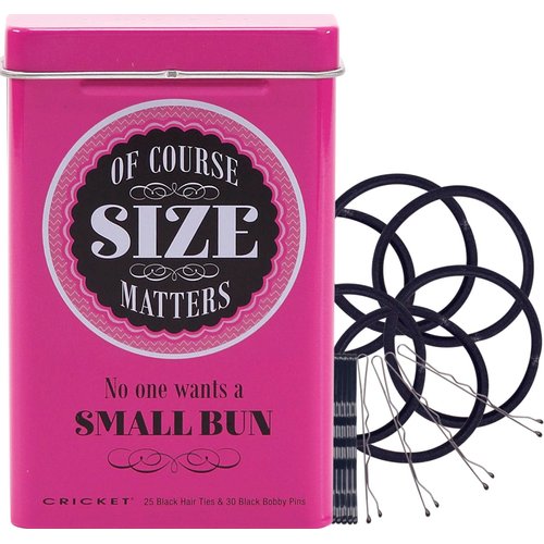 Cricket Size Matters Bobby Pins &amp; Hair Ties in Reusable Tin - 55 PC Set with Non-Metal Ties for H...