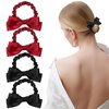 AOZUO 4PCS Bow Scrunchies, Black Red Bowknot Hair Ties Elastic Hair Ropes Ponytail Holder Cute Bow Scrunchy Hair Bow for Halloween Bachelorette Wedding Party Hair Accessory for Thick Thin Long Hair