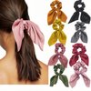 SIHIMESOLFVE 8PCS Hair Scrunchies Satin SilkRabbit Bunny Ear Bow Bowknot Scrunchie Bobbles Elastic Hair Ties Bands Ponytail Holder for Women Accessories Hair Clips