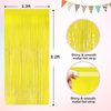 Macaron Yellow Metallic Tinsel Foil Fringe Curtains, 2 Pack 3.3x8.3 Feet Party Streamer for Birthday Party Decorations, Halloween Decor, Foil Curtain for Bachelorette Party
