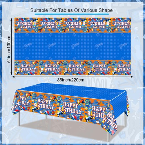 PHOGARY Dart Battle Tablecloths, 2 PCS Plastic Dart War Table Cloth Shooting Target Party Table Cover, Disposable Toy Gun Tablecloths, Gunfight Game Theme Birthday Party Decorations for Boy