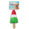 Puppy Love Chewy Squeaky Dog Toy - Popsicle - 5.7 Inch (Red, White, and Green)
