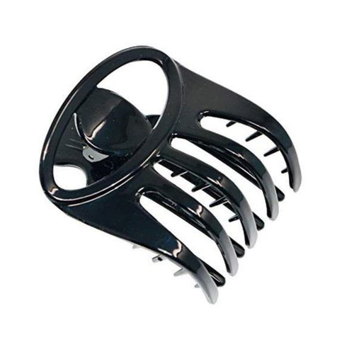 Parcelona French Curvy Oval Paw Black 3” Cellulose Acetate Side Slide In Scoop Jaw Hair Claw Clip Clutcher for Women and Girls (Black)