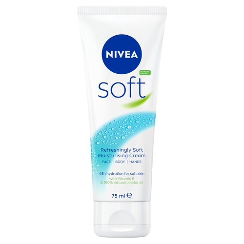 NIVEA Soft All-Purpose Moisturizing Cream (75 mL), Everyday Moisturizer and Hand Cream for Use After Hand Sanitizer or Hand Soap Light and Non-Greasy Formula