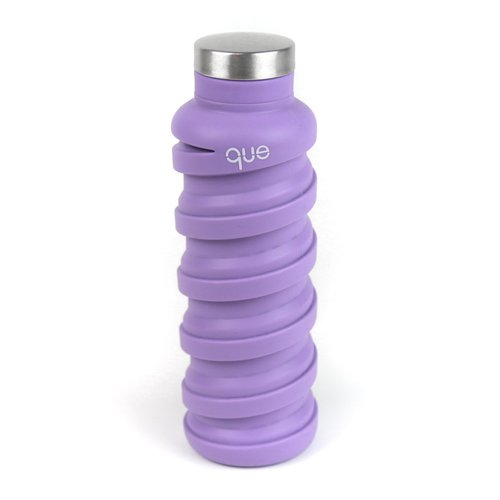 que Bottle - Collapsible Water Bottle. BPA-Free, Leak Proof, Lightweight Travel Bottle. 20oz - Violet Purple