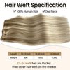 Sew in Weft Hair Extensions Human Hair 18 Inch Balayage Beige Blonde to Platinum Blonde Sew in Hair Extensions Real Human Hair Hand Tied Weft Hair Extensions Human Hair Sew in Hair Bundles Hair Wefts