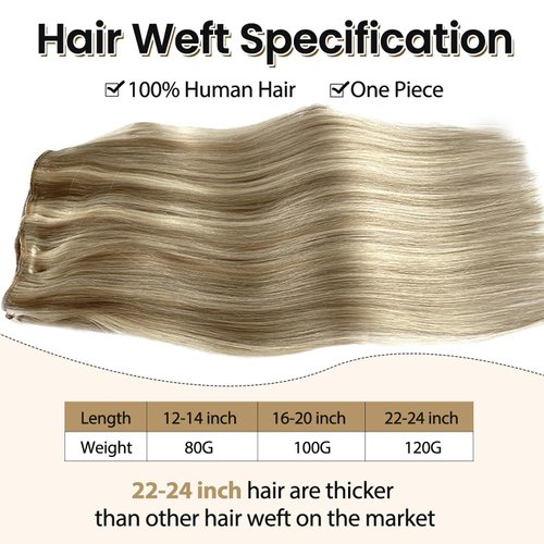 Sew in Weft Hair Extensions Human Hair 18 Inch Balayage Beige Blonde to Platinum Blonde Sew in Hair Extensions Real Human Hair Hand Tied Weft Hair Extensions Human Hair Sew in Hair Bundles Hair Wefts