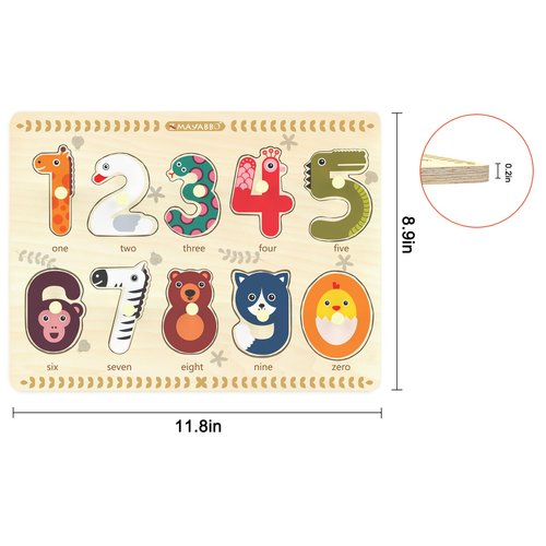 Puzzles for Toddlers 2-4, Wooden Puzzles for Toddlers, Wood Peg Puzzle for Preschool Kids, Number Learning Puzzles Baby Board Puzzle Toys, 1 2 3 Shape Knob Puzzle for Girls Boys 18Months and Up