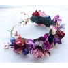 Vivivalue Floral Halo Boho Flower Headband Floral Crown Headpiece Hair Wreath with Ribbon Wedding Party Prom Photos Festival Purple