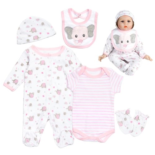 Reborn Baby Dolls Clothes 22 Inch Cute Elephant Girl Outfits for 20-22 Inch Newborn Doll Clothing Accessories…