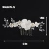 Teyglen Floral Wedding Hair Comb White Flower Bride Wedding Hair Comb with Crystal Hair Accessories for Women Handmade Hair Piece