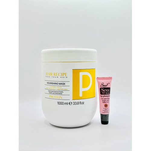 Hair Recipe Feed Your Hair Mask by Maxima 1000 ml /33.8 fl oz - Free Starry Lip Plumping Gloss 10ml (Protein- Nourishing Mask)