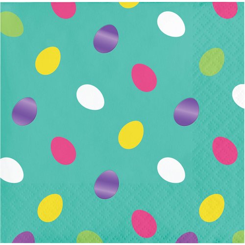 Creative Converting Foil Easter Eggs Beverage Napkins, 5", Multi-color