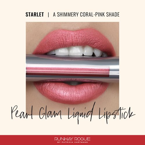 Runway Rogue Pearl Glam Long Wear Shimmer Liquid Lipstick, Metallic Coral-Pink Lipstick with Silver and Gold Shimmer, ‘Starlet’