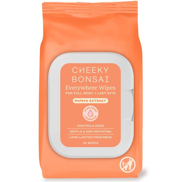 Cheeky Bonsai Feminine Full Body Wipes - Removes Odor - pH Balanced - Gentle on Sensitive Skin - No Dyes or Parabens - Hypoallergenic - Gynecologist Approved - 30 Count