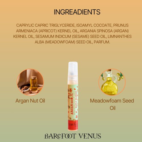 Barefoot Venus Travel Size Mini Argan Body Oil - 8 Milliliters (Maple Blondie)