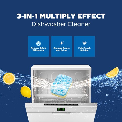 Xcleen Dishwasher Cleaner and Deodorizer Tablet - Helps Remove Limescale, Mineral Buildup and Odor - Formulated to Clean Inside all Machines - 12 Cleaner Tablets