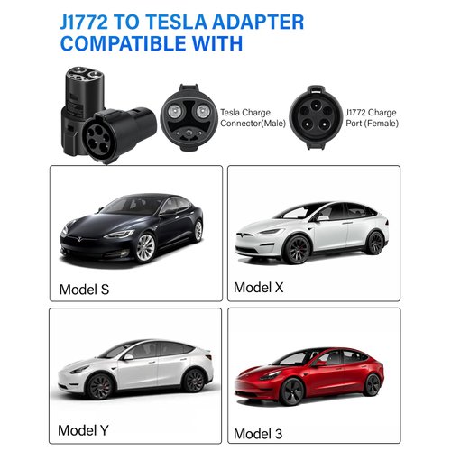 AplysiaTech J1772 EV Charger to Tesla Charging Adapter, 80A/240 VAC, SAE J1772 Charging to Tesla Charging Adapter, Fit for Model 3, Y, S, X (Only for Tesla Owners)