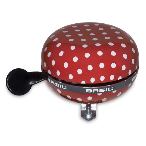 Basil Polkadot Big Bicycle Bell - Ding Dong - 80mm - Red With White Dots