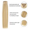 Houlud Straight Clip in Hair Extensions Human Hair 14 Inch 110g 7pcs Clip in Hair Extensions Brazilian Remy Human Hair 16 Clips Double Weft Human Hair For Women (14 Inch, 18P/613)
