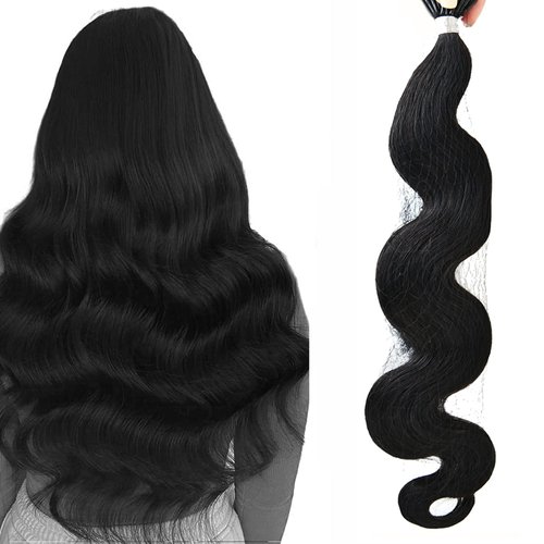 Wavy Itip Hair Extensions Human Hair 16 Inch Keratin Bond Hair Extensions Color #1B Off Black Body Wave Hot Fusion Hair Extensions Remy Hair 0.8g/s 50S/40G