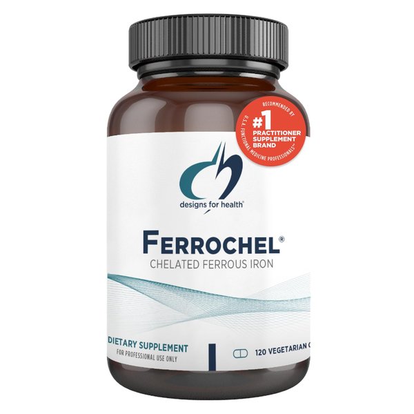 Designs for Health Ferrochel Chelated Iron - Highly-Absorbable Iron Supplement for Women & Men as Ferrous Bisglycinate Chelate - Iron Pills Safe for Pregnant Women & Teens (120 Vegan Iron Capsules)