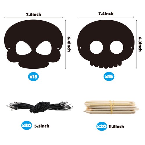 WATINC 30pcs Day of The Dead Skull Scratch Mask Gift Set for Kids, Halloween DIY Magic Scratch Paper, Skull Craft Kit for Mexican School Classroom Activity Art Project Party Favors Supplies