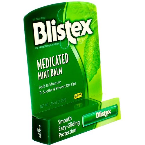 Blistex Medicated Lip Balm Protectant/Sunscreen SPF 15 Mint, 0.15 OZ Pack of 2