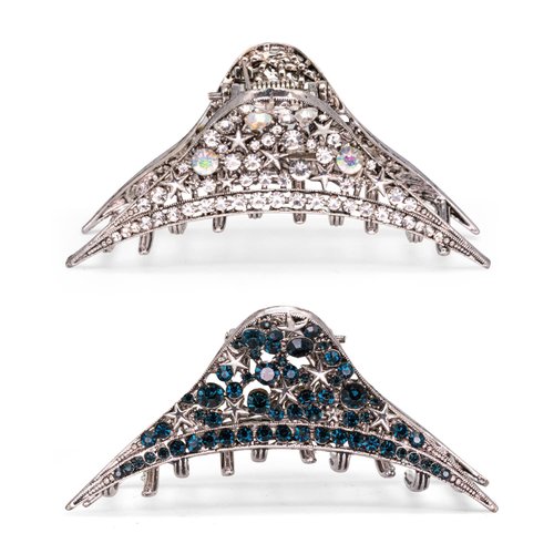 LINXUXIE Metal Claw Hair Clips For Women and Girls Lightweight Retro Style With Sparkly Glitter Rhinestones Banana Jaw Hair Clamps Strong Hold Nonslip Hair Accessories