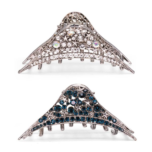 LINXUXIE Metal Claw Hair Clips For Women and Girls Lightweight Retro Style With Sparkly Glitter Rhinestones Banana Jaw Hair Clamps Strong Hold Nonslip Hair Accessories