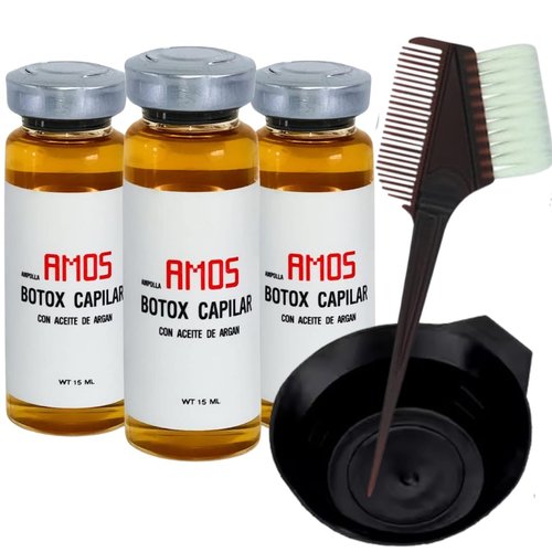 AMOSTIMELINE Professional Hair Mask, Deep Conditioner for Dry Damaged Hair, Hydrating Anti-Frizz Hair Repair & Hair Botox with Argan Oil, Vitamin B5, B6, & Collagen,3 Ampoules of 15 ml each