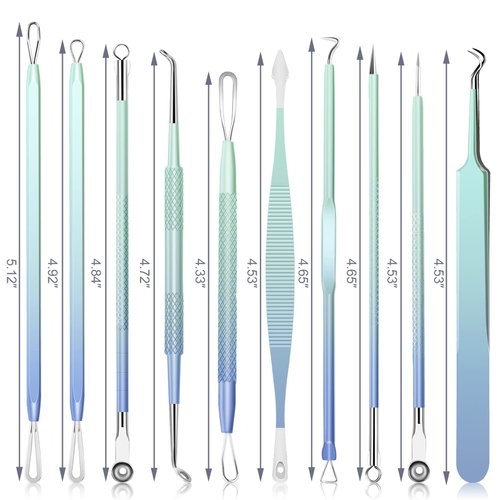Pimple Popper Tool Kit, MENOLY 10Pcs Blackhead Remover Tools, Pimple Extractor,Acne Tools, Acne Kit for Blackhead,Blemish,Zit Removing, Whitehead Popping and Comedone Extractor Tool with Leather Bag