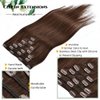 Clip in Hair Extensions Human Hair Jet Black Remy Hair Extensions Clips Silky Straight Real Hair Extensions For Women 7pcs 16clips 120g (20 Inch, 2 Dark Brown)