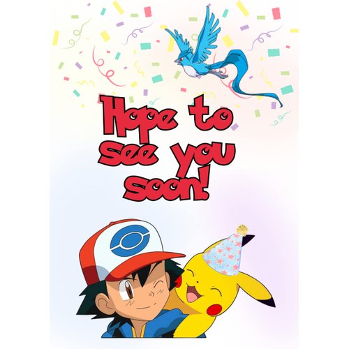 Gotta Catch 'Em All: Anime Birthday Party Invitations (Set of 20 with Optional Envelopes) anime cartoon birthday invitation card boy girl age 4 5 6 7 8 9 10 11 12 13 14 party invitations