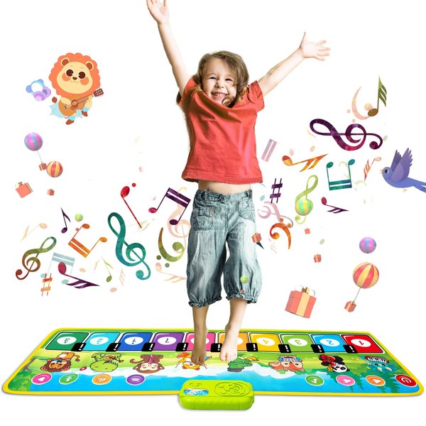Floor Piano Mat for Toddlers, Baby Piano Sensory Mats Educational Dancing Keyboard Carpet Animal Sounds Blanket Touch Playmat Musical Mats with Recording Playback Toddler Piano Toys for Girl