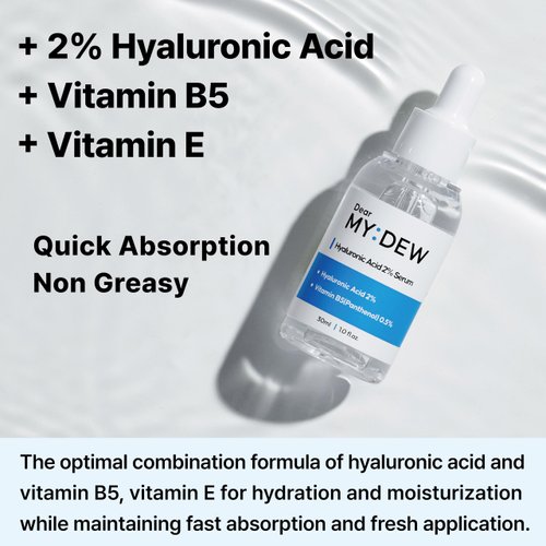 DearMYDEW 2% Hyaluronic Acid Serum with Vitamin B5, Hyalu B5 Intense Hydrating Serum for Face, Moisturizing, Anti-Aging for Fine Lines, Visibly Plumps Skin, Fast Absorbing, Korean Skincare, 1Fl Oz