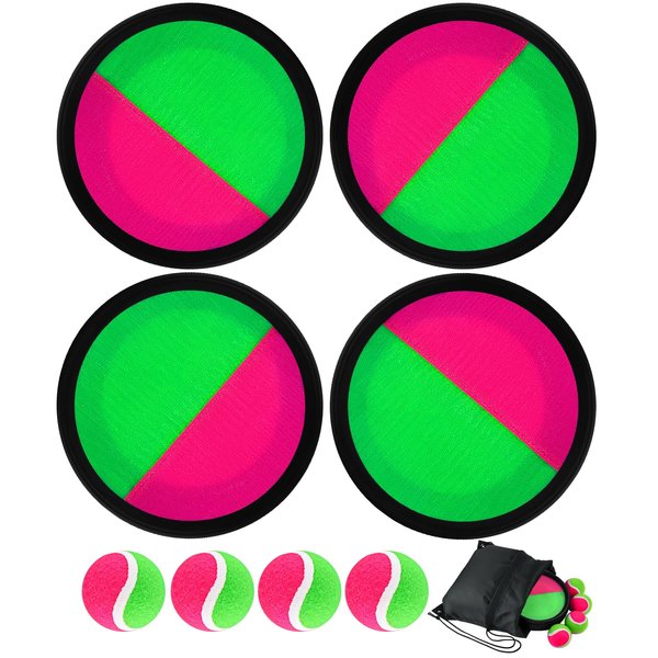 Morcheiong Toss and Catch Ball Game Outdoor Toys Beach Games for Kids Family with 4 Paddles 4 Balls and 1 Storage Bag (Black)