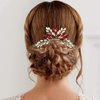 PRETTYLIFE Bridal Crystal Hair Comb Rhinestone Hair Piece Prom Party Festival Wedding Hair Accessories for Women and Girls (Red)