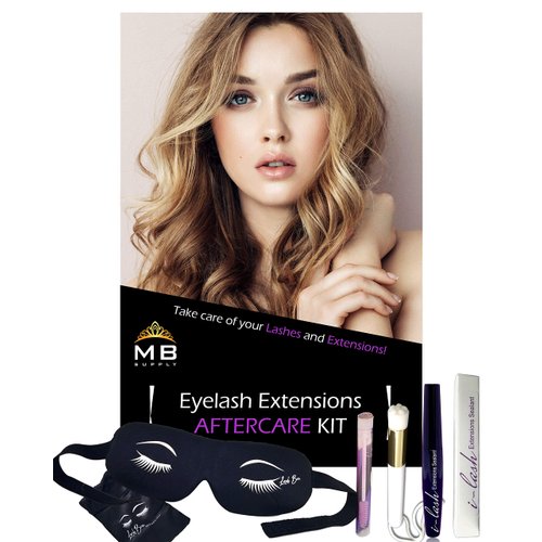 Eyelash Extensions Aftercare Kit With Sealant, Brush, Spoolie and 3D Deep Contour Sleep Mask! Protects Volume Lashes While Sleeping - PINK Lash Bra