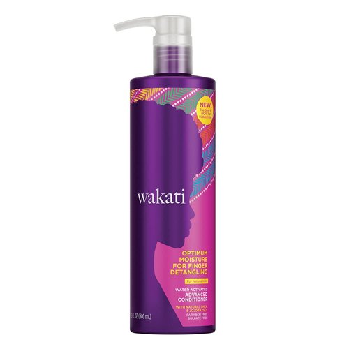 Wakati Water-Activated Detangling Conditioner, 16.9 Ounce, Natural Hair Moisturizer, Long Lasting Frizz Control, Experience Finger-Comb Detangle, Sulfate Free, Paraben Free, White