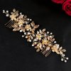 Leaf Bridal Hair Comb Rhinestone Hair Comb for Wedding,Prom Hair Accessories Gold Prom Hair Accessorie for Women and Girls (Gloden)