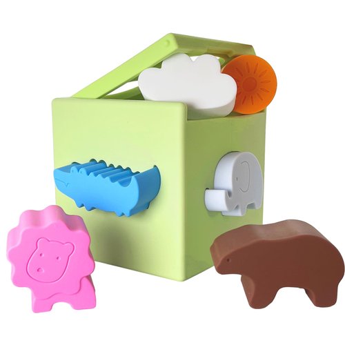 Pepicat Shape Sorting Box, Silicone Shape Sorter, Montessori Activity Cube for Girls Boys 3 4 5 Years Old, Educational Toy for Toddlers, Preschool Learning Game for Kids, Gifts for Christmas Birthday
