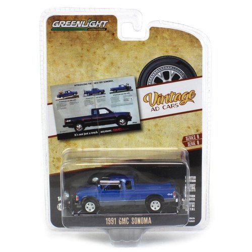Greenlight 1/64 1991 GMC Sonoma Pickup Truck Vintage Ad Cars Series 8 39110-F