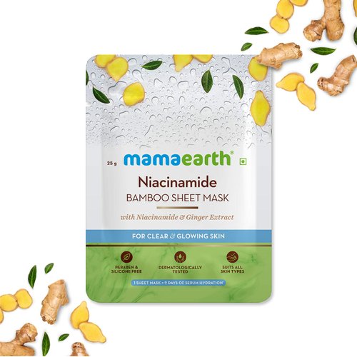 MAMAEARTH Niacinamide Bamboo Sheet Mask - Pack of 2 (25 g * 2)