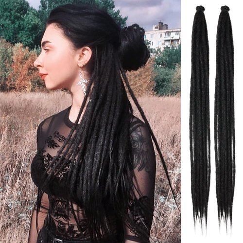 SAVASANA 36 Inch Dreadlock Extensions 20 Strands Boho Style Crochet Hair Dreads Synthetic Single ...