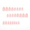Medium Length Press on Nails Nude French Tip Fake Nails Pink White Gradient False Nails Glossy Natural Glue on Nails Reusable Acrylic Artificial Nails for Women Girls Nail Manicure Decoration 24pcs